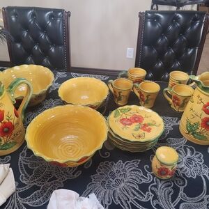 Yellow Floral Dinnerware Set